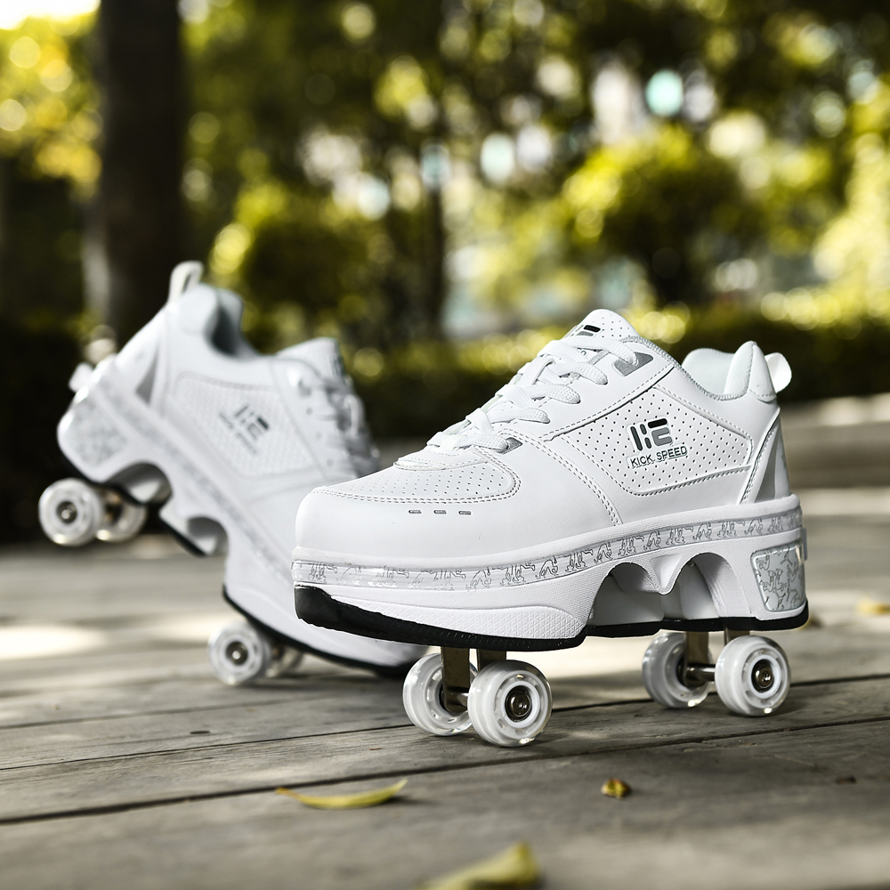 Unisex สี่ล้อ Roller Skate รองเท้า Casual Deformation Parkour รองเท้าผ้าใบเด็กสเก็ต Stage ส่วนบุคคลกีฬา Roller Skate รองเท้า
