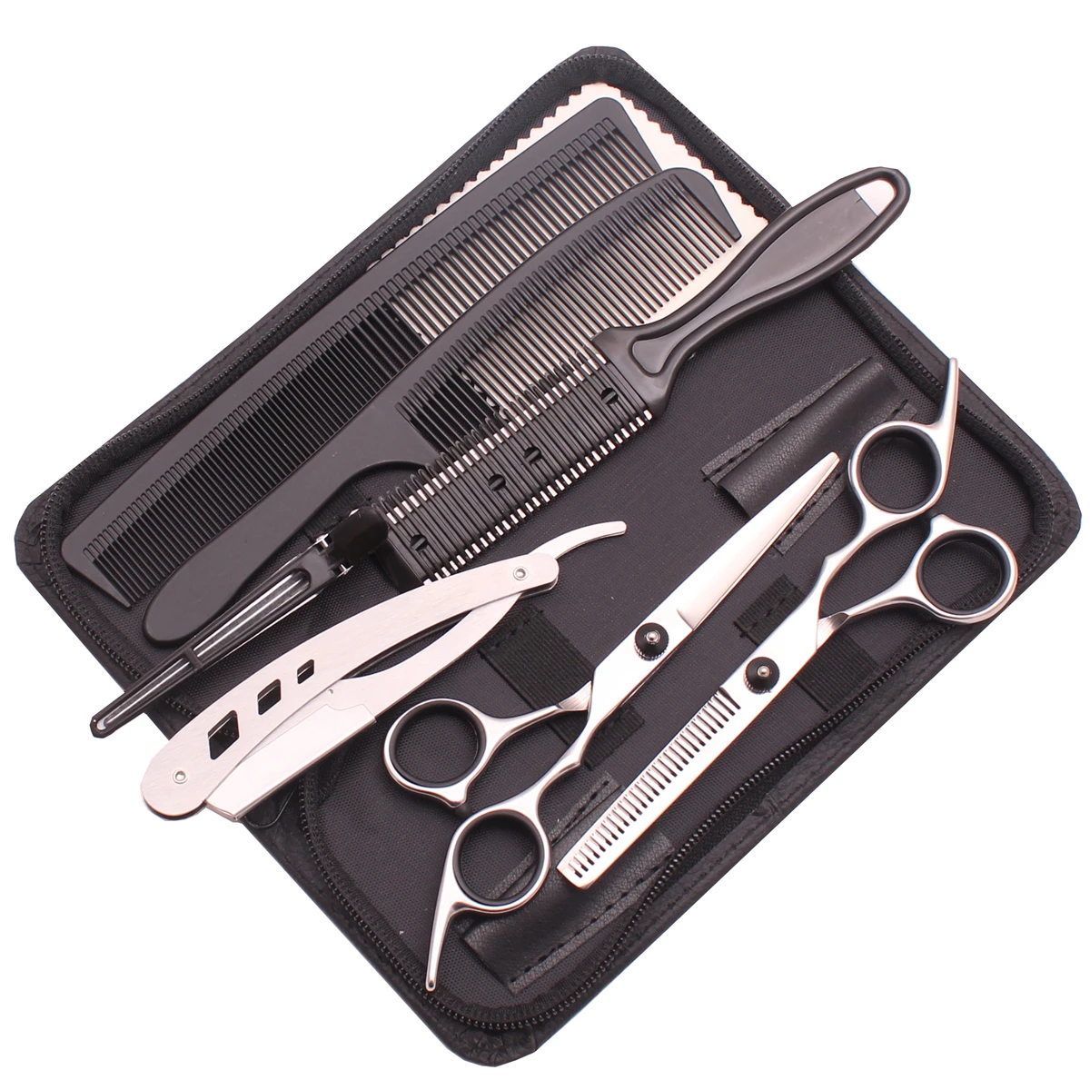 7 Stuks Set 6.0 "Haar Schaar Rvs Haar Knippen Kapper Kam Scheermes Kappers Dunner Schaar Kapsel Salon C1001