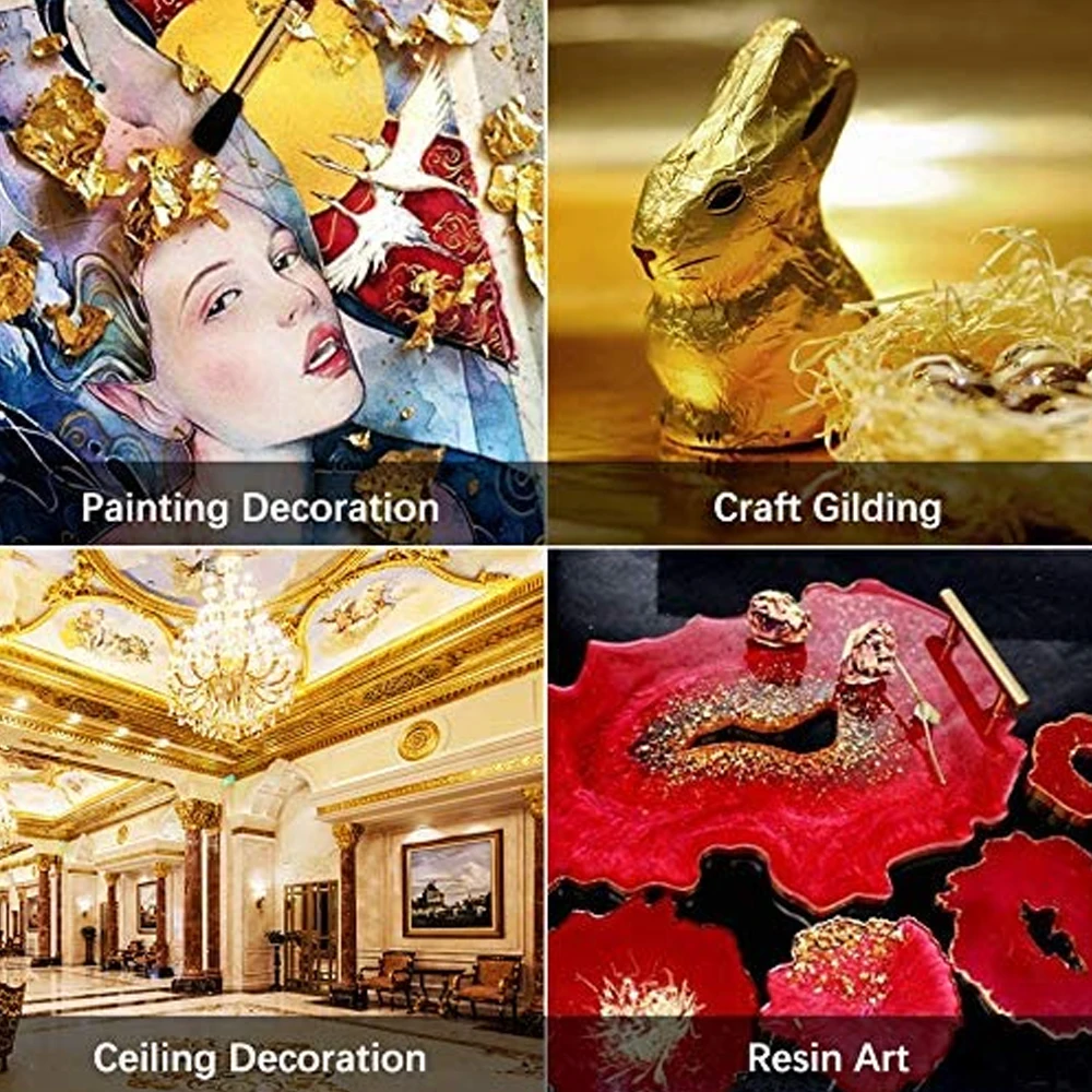 100 Chiếc Giả Vàng Bạc Lá Đồng Giấy DIY Nhựa Xông Thạch Cao Thủ Công Lá Bích Mạ Vàng Tờ Nghệ Thuật Móng Nhà trang Trí