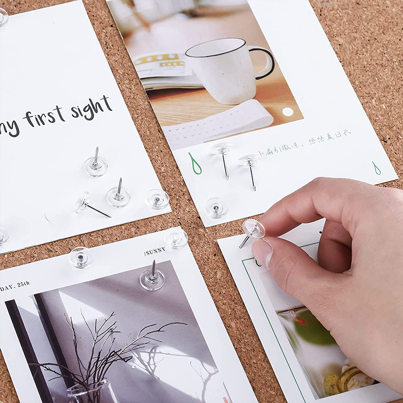 100pcs Transparent Push Pins Round Head Nail Thumb Tacks Clear Stick Pins Push Pins Painting Photo Wall Stud Office School Suppl