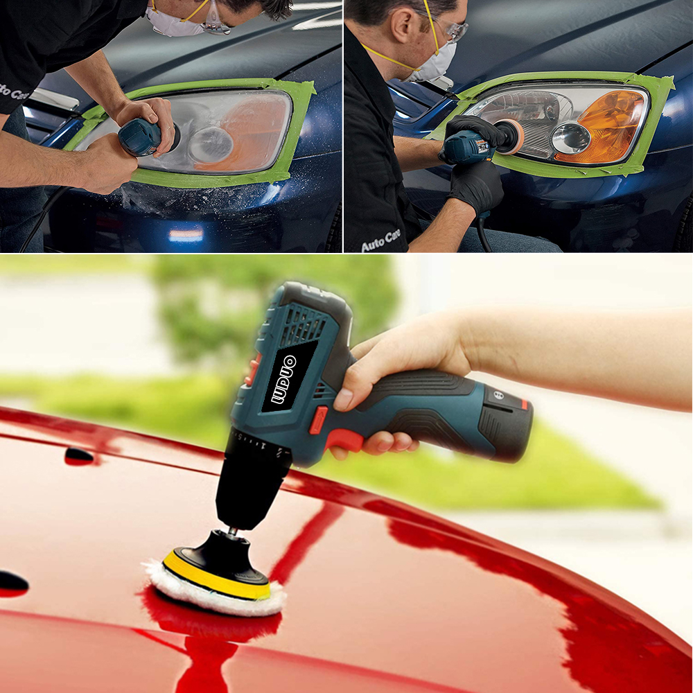 Xe Waxing Miếng Bọt Biển Pad Đánh Bóng Kit Auto Chi Tiết Giấy Nhám Buffing Chà Nhám Đĩa Đánh Bóng Khoan Adapter Đèn Pha Phục Hồi