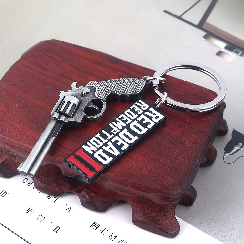 게임 RDR2 아서 모건 리볼버 키링 레드 데드 리뎀션 2 키체인 펜던트 팬 선물 코스프레 남녀 백팩 장신구