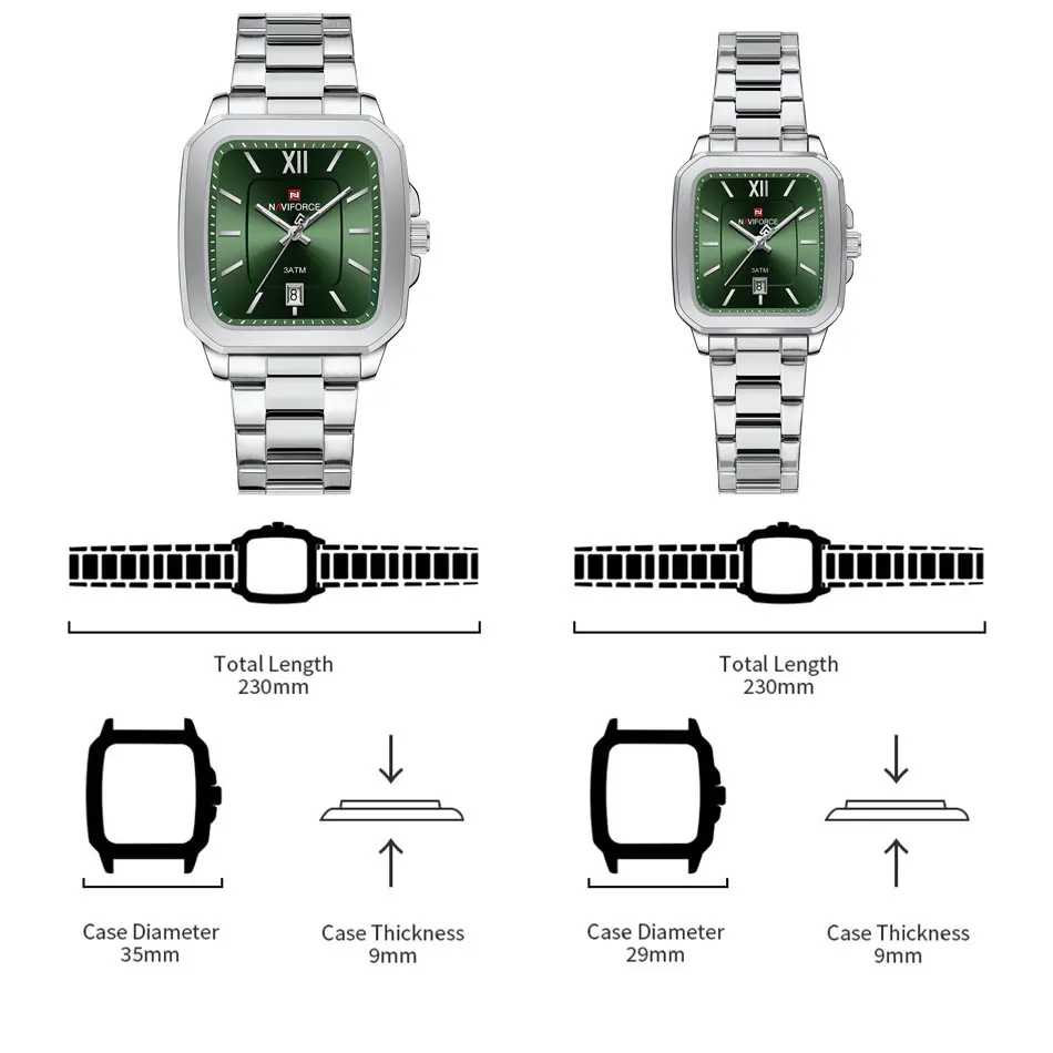 NAVIFORCE reloj de pareja de marca de lujo reloj de cuarzo resistente al agua moda calendario Simple fecha reloj inoxidable mujeres hombres regalo de amante