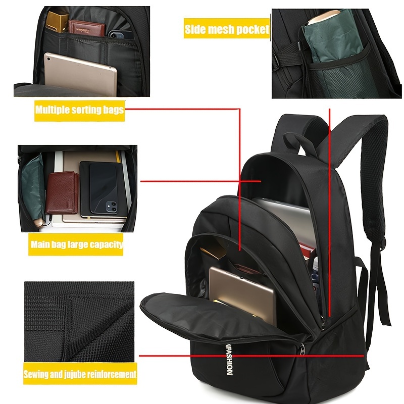 Mochila elegante de grande capacidade para homens, perfeita para o ensino médio/faculdade, bolsa versátil para laptop de viagem com diversos estilos