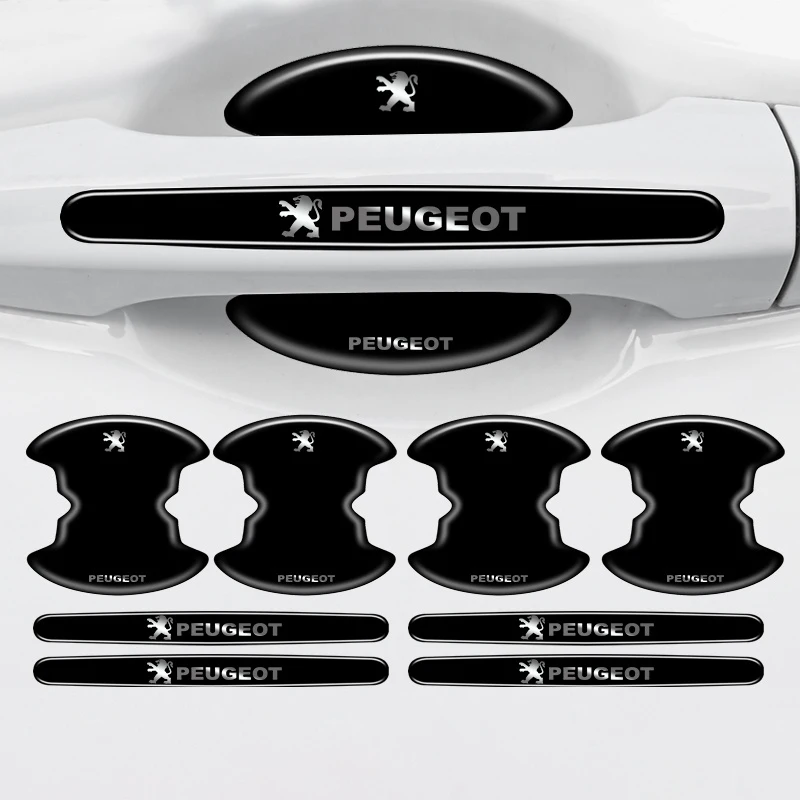 Pegatinas protectoras para manija de puerta de coche, tira anticolisión para Peugeot 206, 307, 308, 3008, 207, 208, 408, 508, 2008, 5008