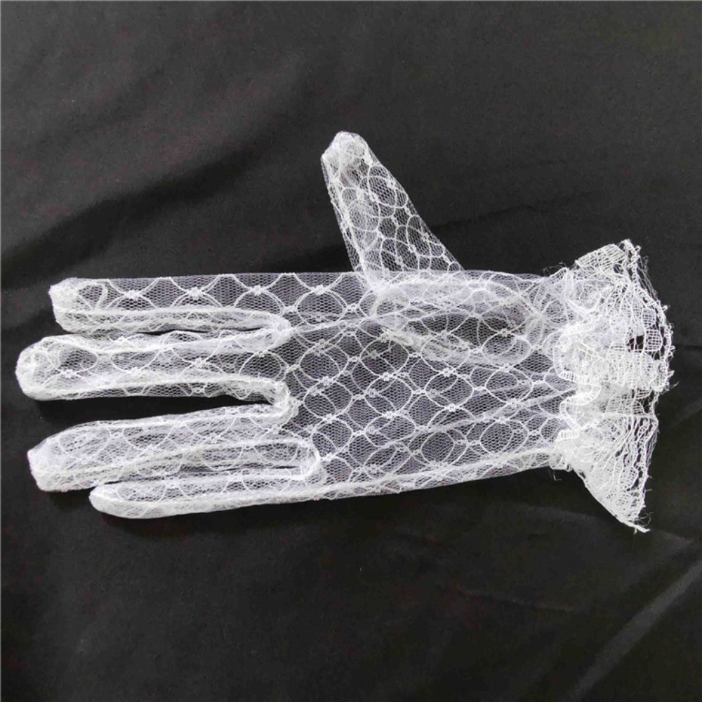 Accesorios de vestido de actuación de Cosplay, manoplas finas cortas para Banquete de otoño, guantes de encaje, guantes de malla para novia de boda
