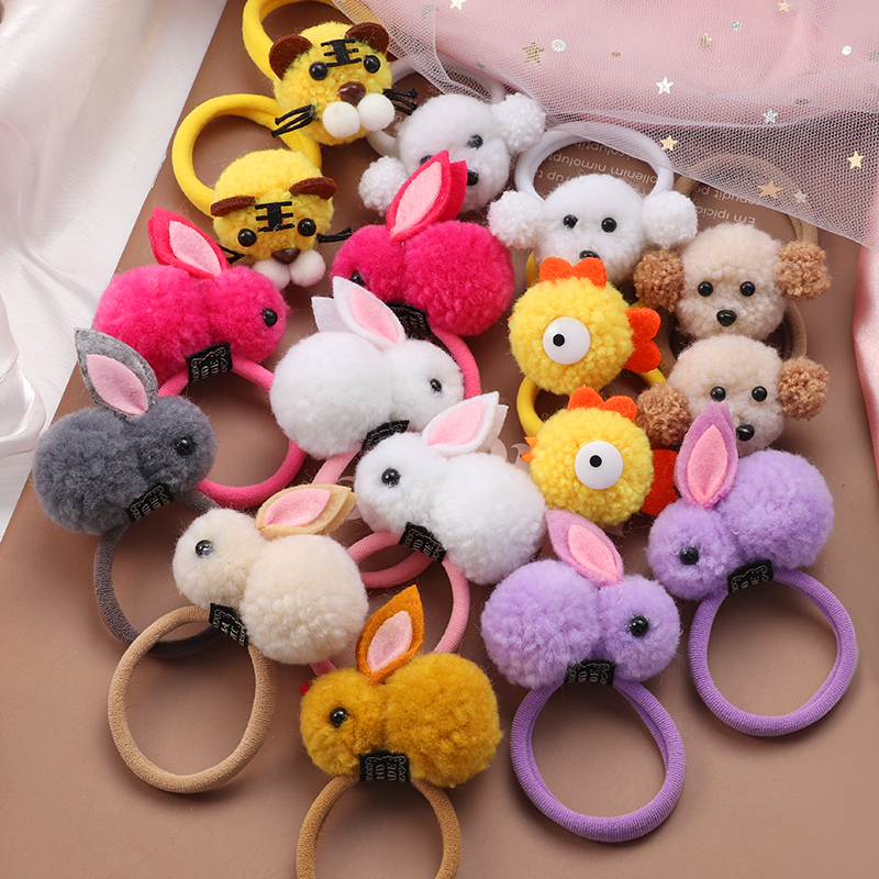 2 Chiếc Mới Hình Thú Hoạt Hình Dây Buộc Tóc Bé Gái Nylon Đai Cao Su Đàn Hồi Tóc Mũ Trùm Đầu Dễ Thương Cho Trẻ Em Mũ Phụ Kiện Tóc quà Tặng