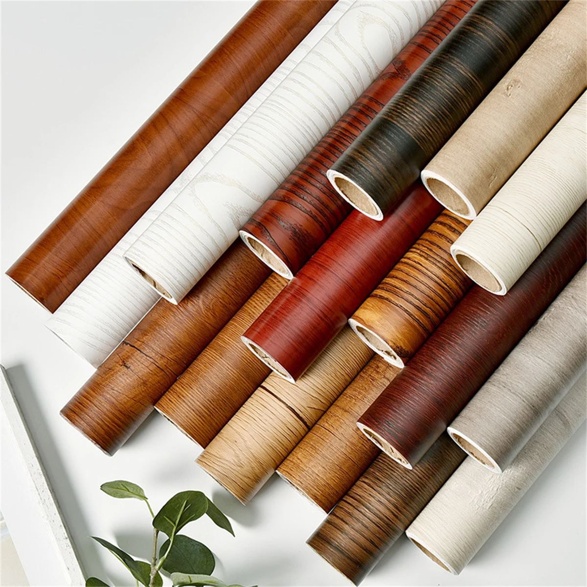 50cm szerokości drewna słojowego Home Decor meble wodoodporna naklejka ścienna winylowa samoprzylepna tapeta z PVC naklejka na drzwi szafki kuchennej