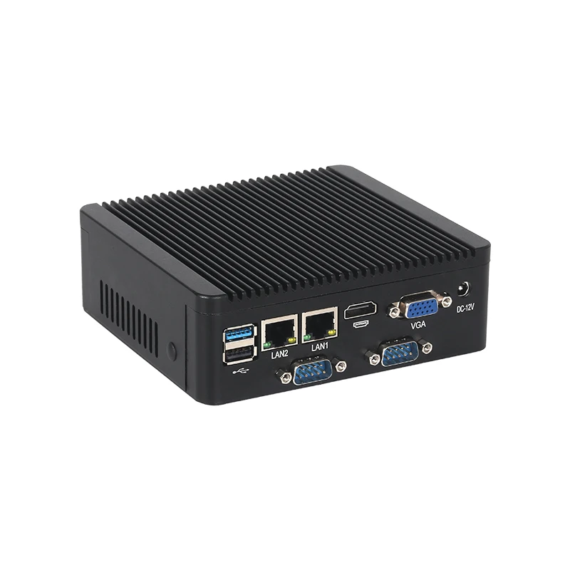 Lüfterloser Industrie-Mini-PC mit Inter N2840/J2900, unterstützt Windows10 LINUX mit 6xUSB 4xRS232/485 COM 2xLAN HDMI VGA-Computer