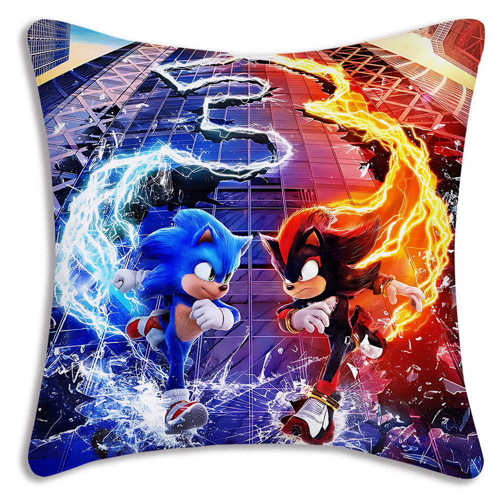 Pillow Covers Cartoon For Sonics thes Hedgehogs Sofa Decorative Home Double-sided Printing Short Plush Cute Cushion Cover