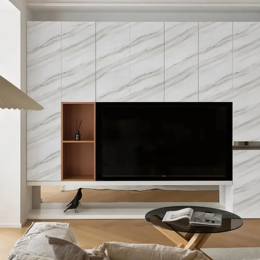 Papel tapiz impermeable autoadhesivo moderno de 80CM para baño, pegatinas de pared a prueba de moho de mármol a prueba de aceite para encimera de cocina