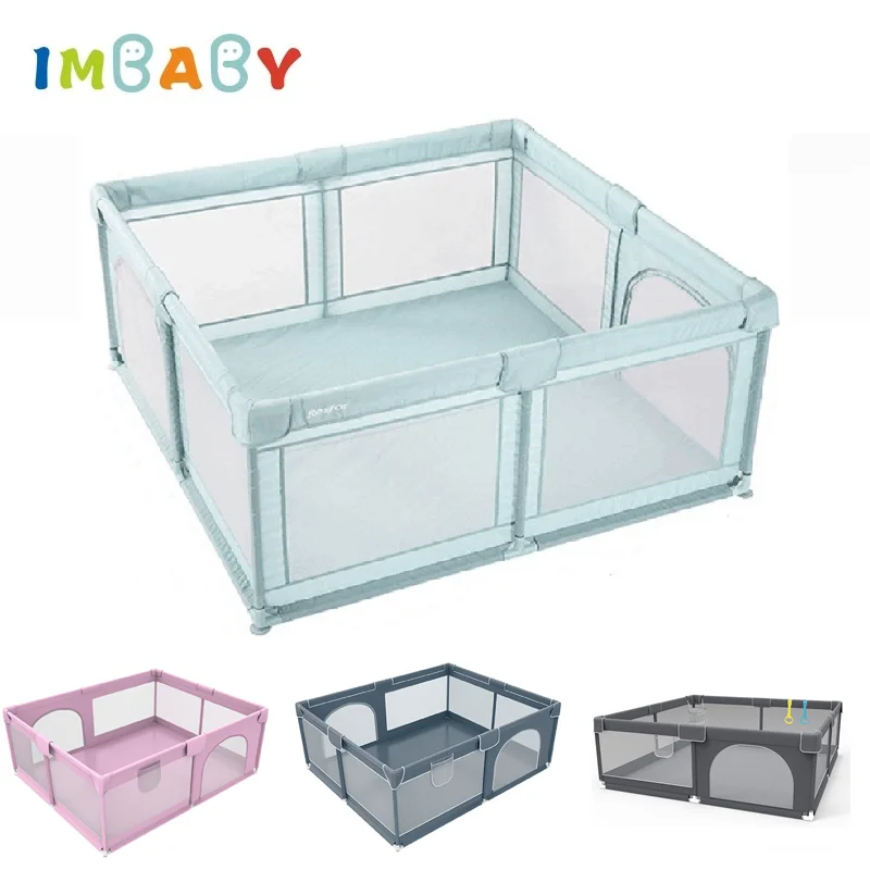 IMBABY 180x200 детский манеж серый детский забор для занятий большая детская игровая площадка безопасный манеж для детей мяч бассейн безопасность ягод