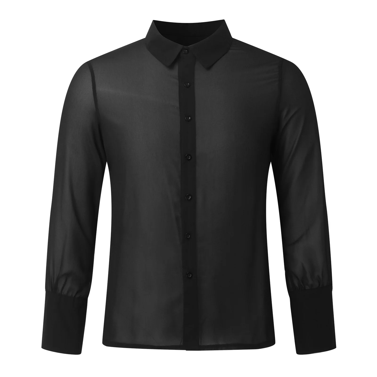 Männer Kleidung Mesh Durchsichtig Mesh Sexy Langarm Hemd Einfarbig Button-down Vintage Streetwear Retro Party Tops s-3XL