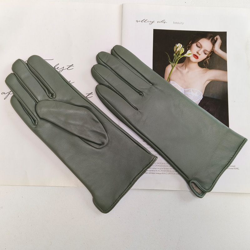 Guantes de piel de oveja para mujer, tejidos nuevos, con forro, clásico, versátil, multicolor, para conducir, de cuero, para otoño