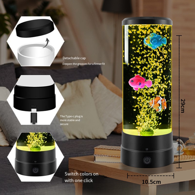 LED Fish Lamp Ambient Night Light Remote Control Color Changing Decorative Lights Aquarium Birthday Gift For Children bulb light