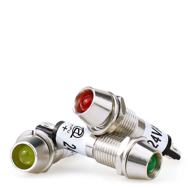 10 PZ XD8-1 Indicatori luminosi in metallo 8mm Pannello di alimentazione Lampada di segnalazione Luce a LED Segnale Lampada convessa 12 V 24 V 220 V Rosso blu giallo verde