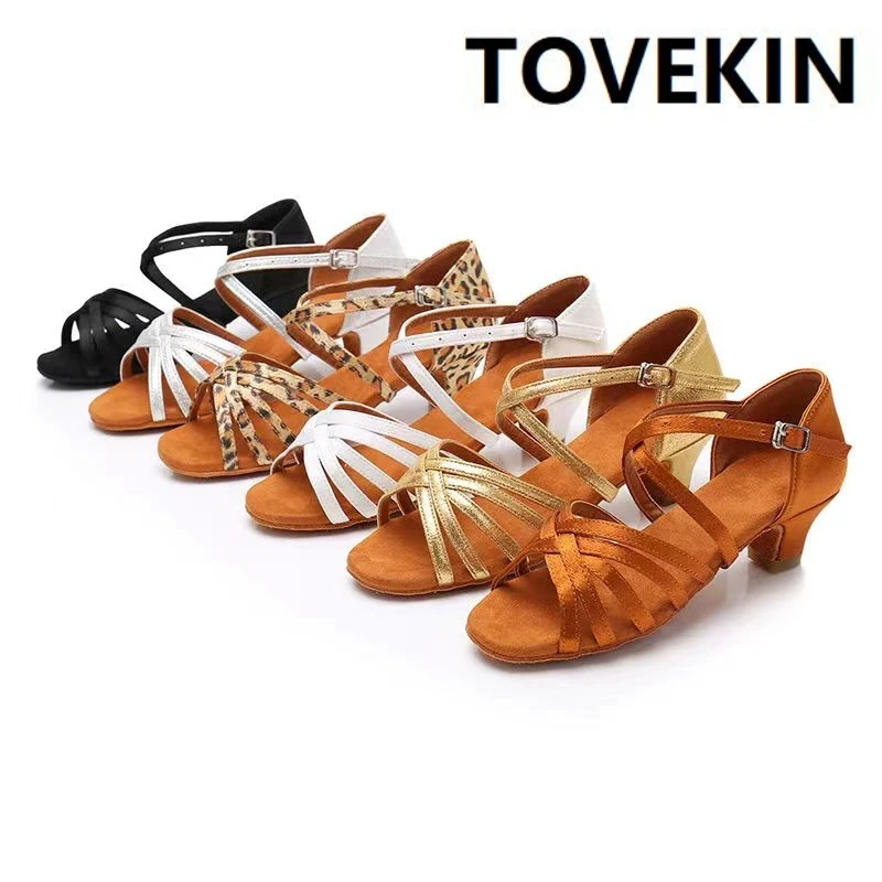 Damskie buty do tańca latynoamerykańskiego Miękka podeszwa Dziewczęce sandały do ćwiczeń tanecznych Jazz Średni obcas 3,5 cm Buty do tańca towarzyskiego