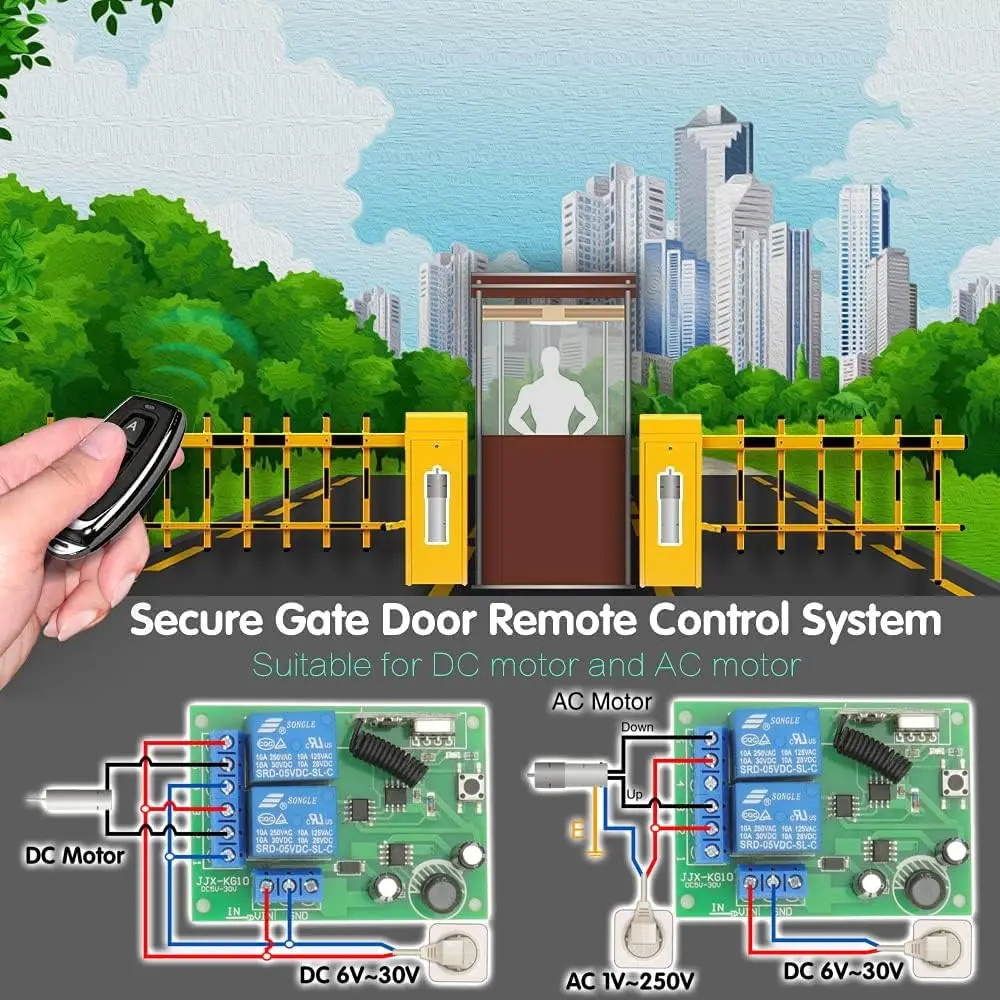 Remote Control Wireless Switch 433Mhz DC 12V 1CH RF 10A Relay Receiver and 2CH Transmitter For Door Electromagnetic Lock