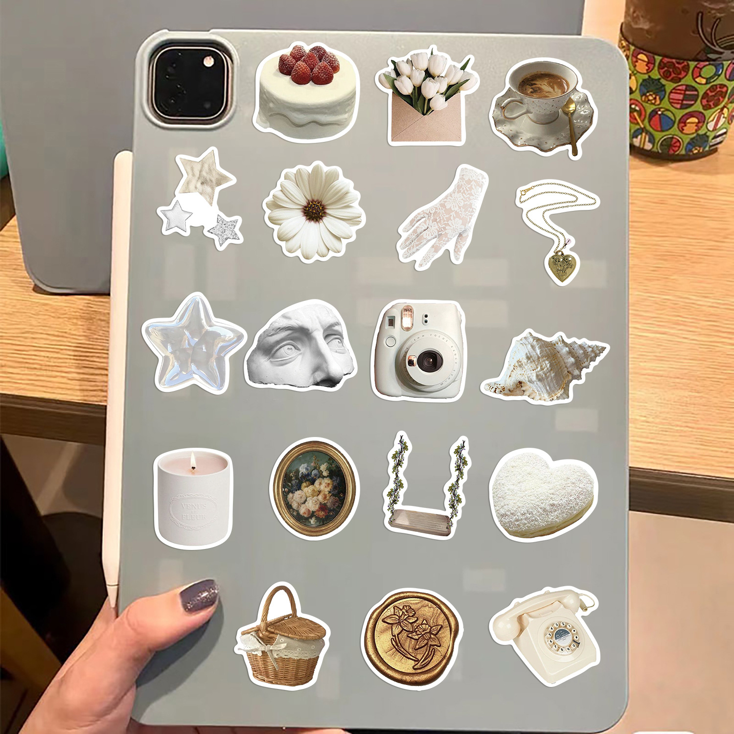 子供のための防水落書きステッカー、美的装飾ステッカー、旅行かばん、カップ、ラップトップ、電話、スクラップブック、ノートブック、白、コイン、10、30、50個