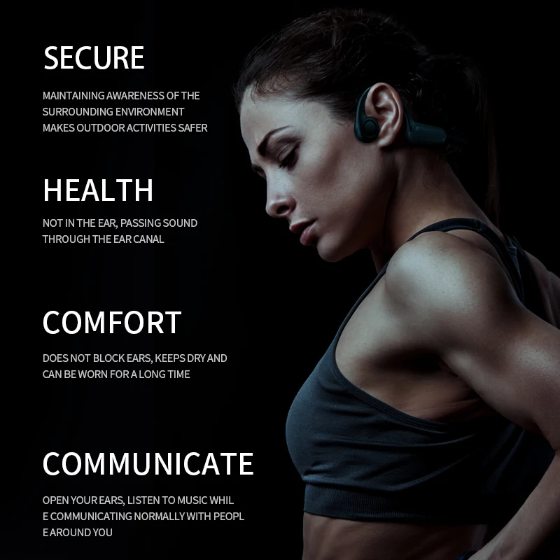 Xiaomi Mijia-auriculares deportivos de conducción ósea Real, inalámbricos, compatibles con Bluetooth, manos libres con micrófono para correr
