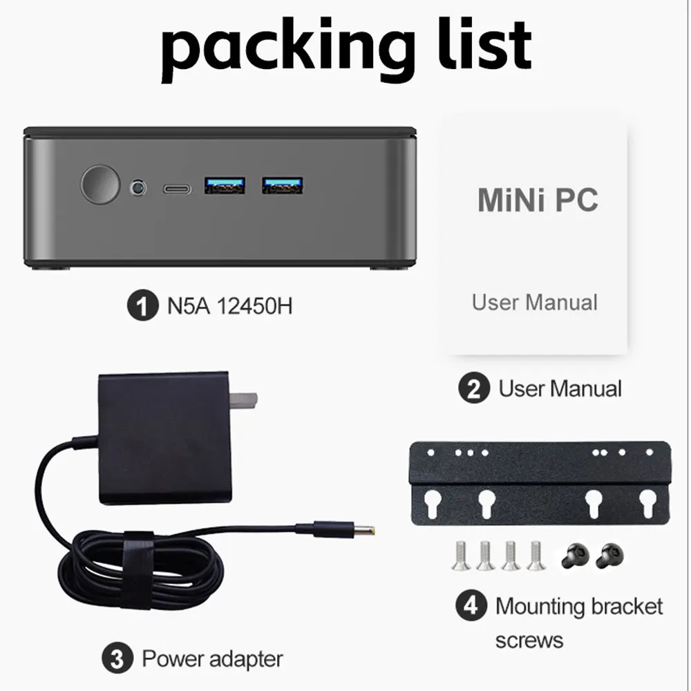 2025 MicroData Mini PC N5A 512G 1TB, Intel i5-12450H CPU a 8 core e 12 fili, DDR5 4800 WIFI5, Win 11 Pro M.2 NVME SSD PC Gamer