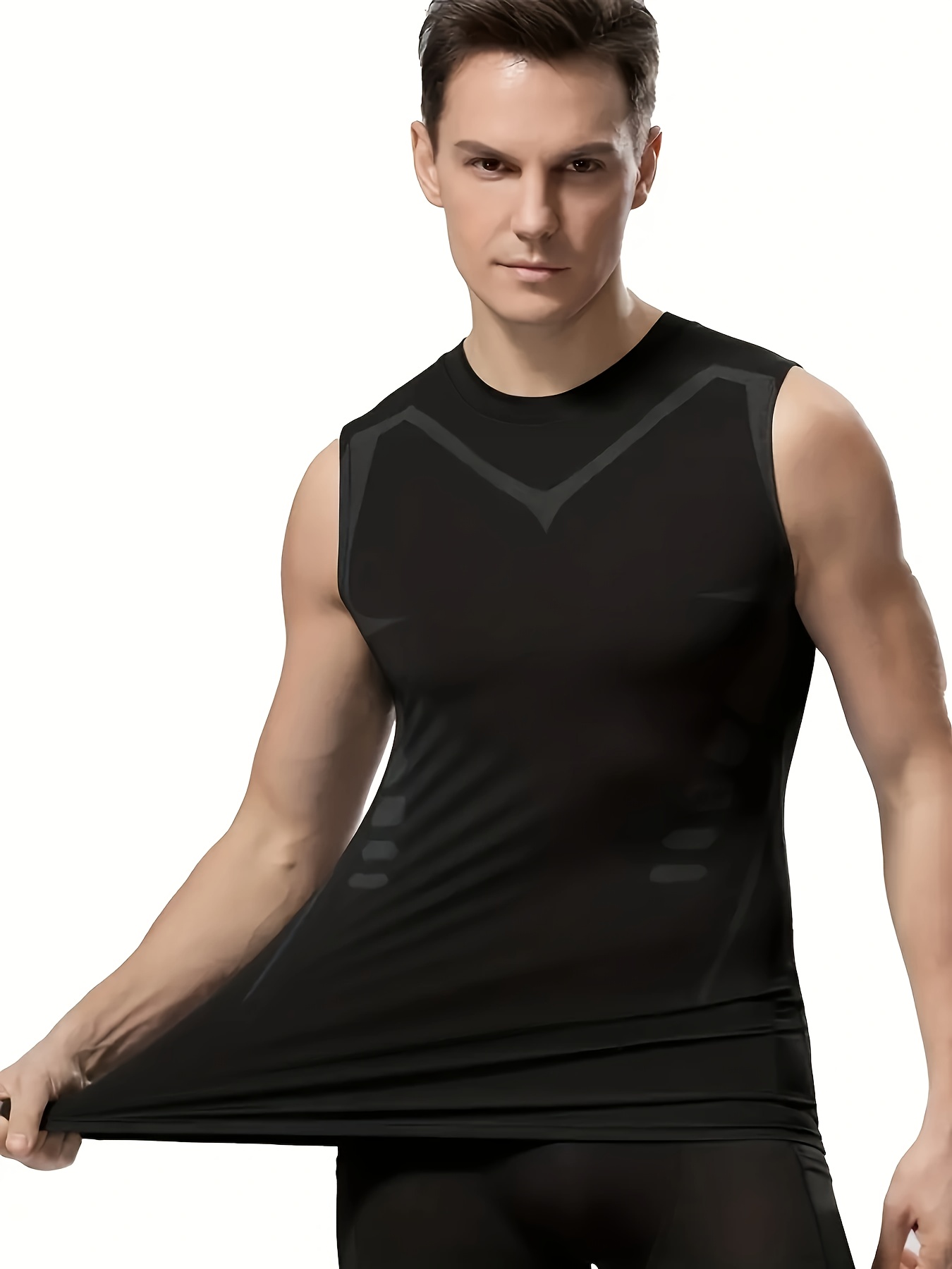 Sports vest men's summer ice silk quick drying thin fit fitness new running training tight top sleeveless