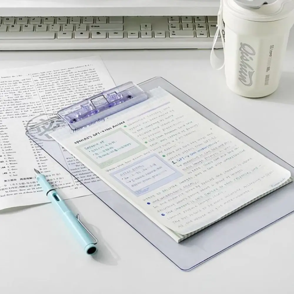 Carpeta de documentos con Clip dorado de perfil bajo, portapapeles transparente A4, almohadilla de hoja de escritura, organizador de carpetas de archivos A4, tableta de escritura