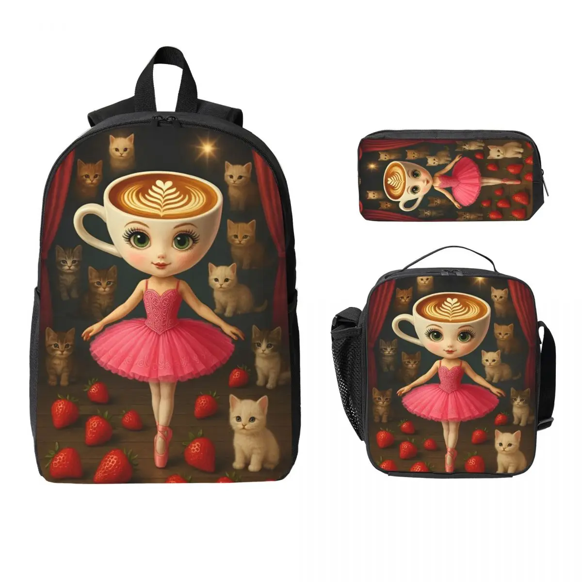 Balerina Capuchina Thug Thug Thug Sahur Zaino per bambini Lunch Box Pen Borse per ragazzi Ragazze Zaini Zaino Bookbag Set