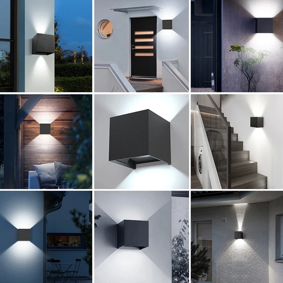 Lampada da parete moderna a LED AC110V 220V 6W Bianco freddo/Bianco caldo Cubo montato in superficie regolabile Led Portico da giardino Luce per interni ed esterni