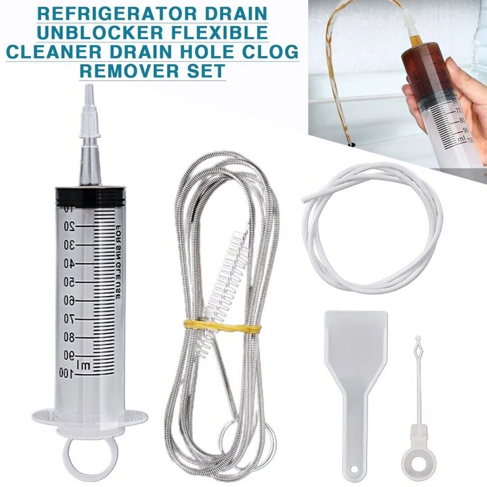 Kit de dragado para nevera, herramienta de dragado de 5 piezas, Flexible, cepillo de fregado para nevera, reutilizable, limpia, escurridor, pala de jeringa de limpieza