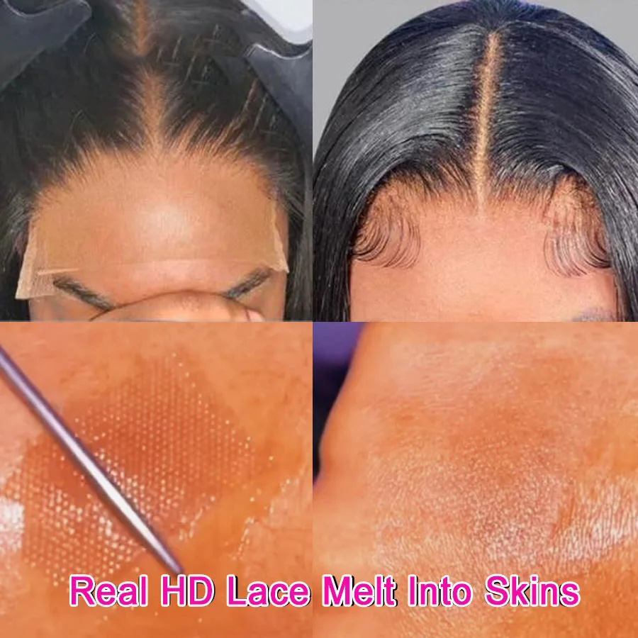 女性のための目に見えないHDレースの人間の髪の毛、深い波、フルキャップ、聖母の髪、プスキン、事前に摘み取られた、13x6、13x4