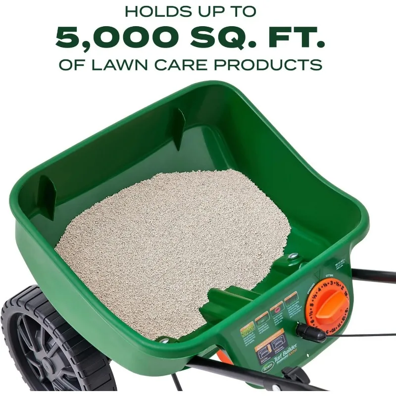 Turf Builder EdgeGuard Mini Broadcast Spreader for Seed,Fertilizer,Salt,Ice Melt, Holds up to 5,000 sq.ft. Product
