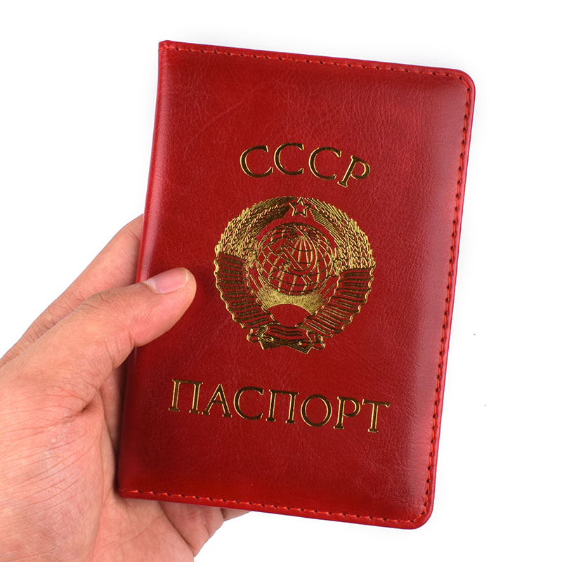 Cccp rússia capa de passaporte de viagem síntese couro urss passaporte caso masculino feminino documento proteção certificação titular do cartão