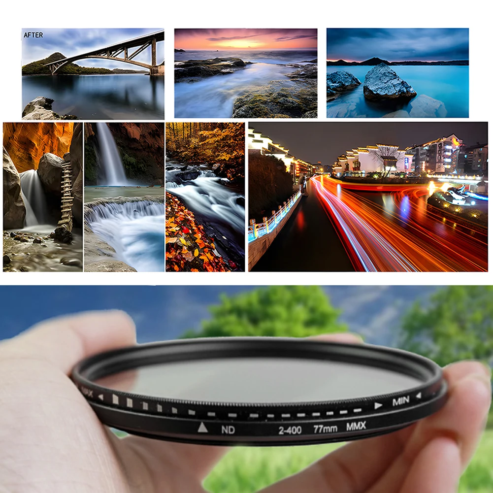 Variable ND Filter for Camera Adjustable Neutral Density Lens Filter (ND2-ND400) - 37 40.5 43 46 49 52 55 58 62 67 72 77 82 mm