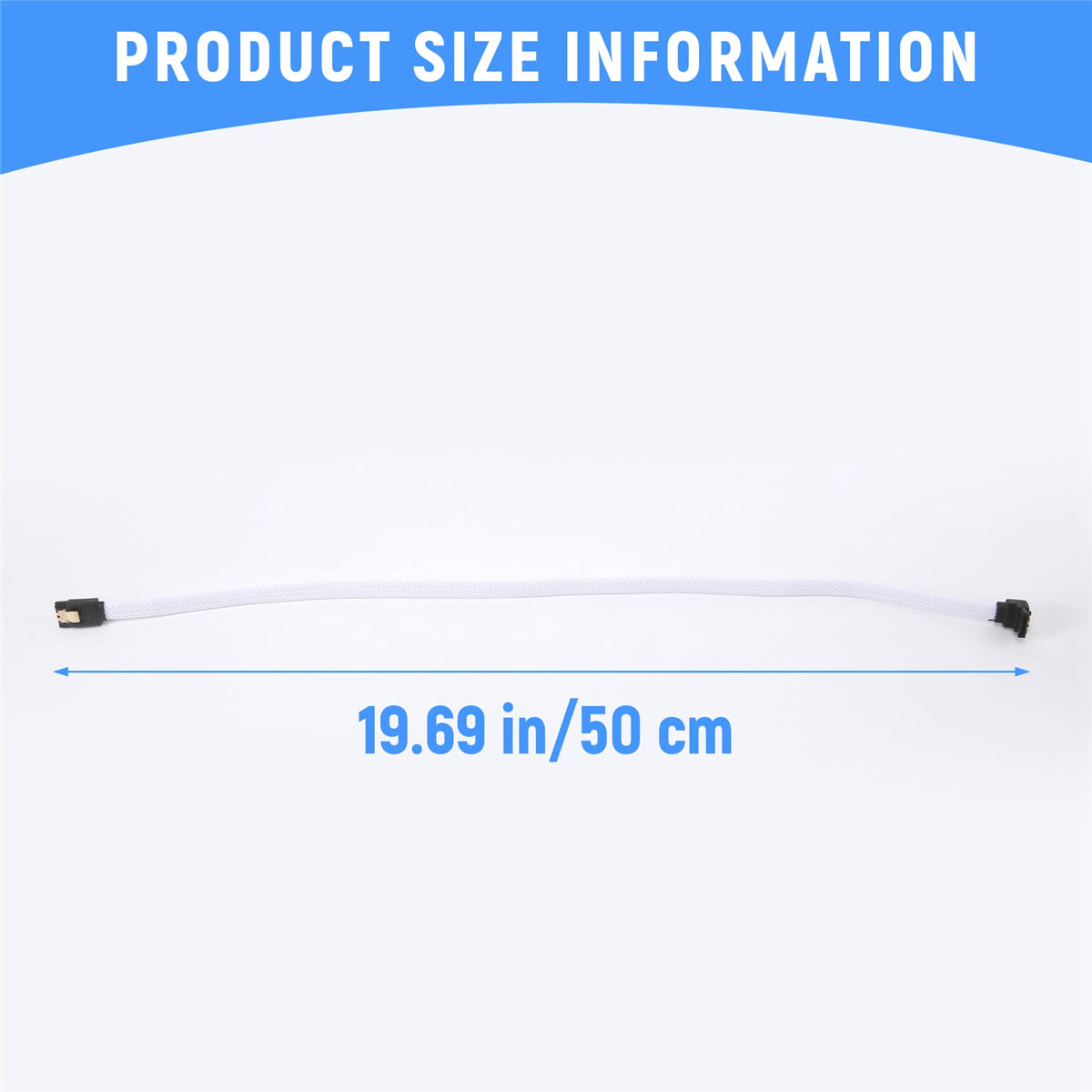 Mais novo 50cm sata 3.0 iii sata3 7pin cabo de dados ângulo direito 6 gb/s ssd cabos hdd cabo de dados de disco rígido com manga de náilon (branco)