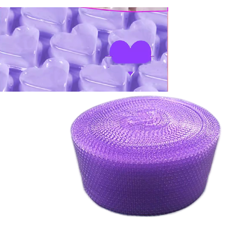 Postales de burbujas bonitos de 20cm x 5 metros para regalo, caja para pequeñas empresas, envoltura de embalaje a prueba de golpes, película de corazón de amor de Color púrpura con burbujas