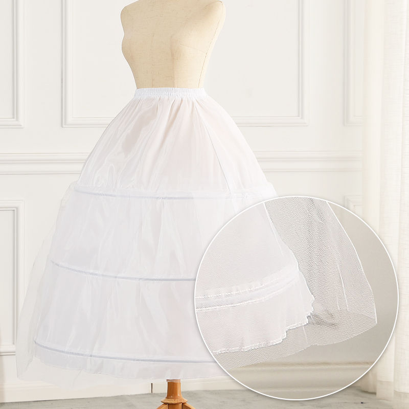 Alta qualidade branco 3 aros a-line anágua crinolina deslizamento underskirt para vestido de baile vestido de casamento