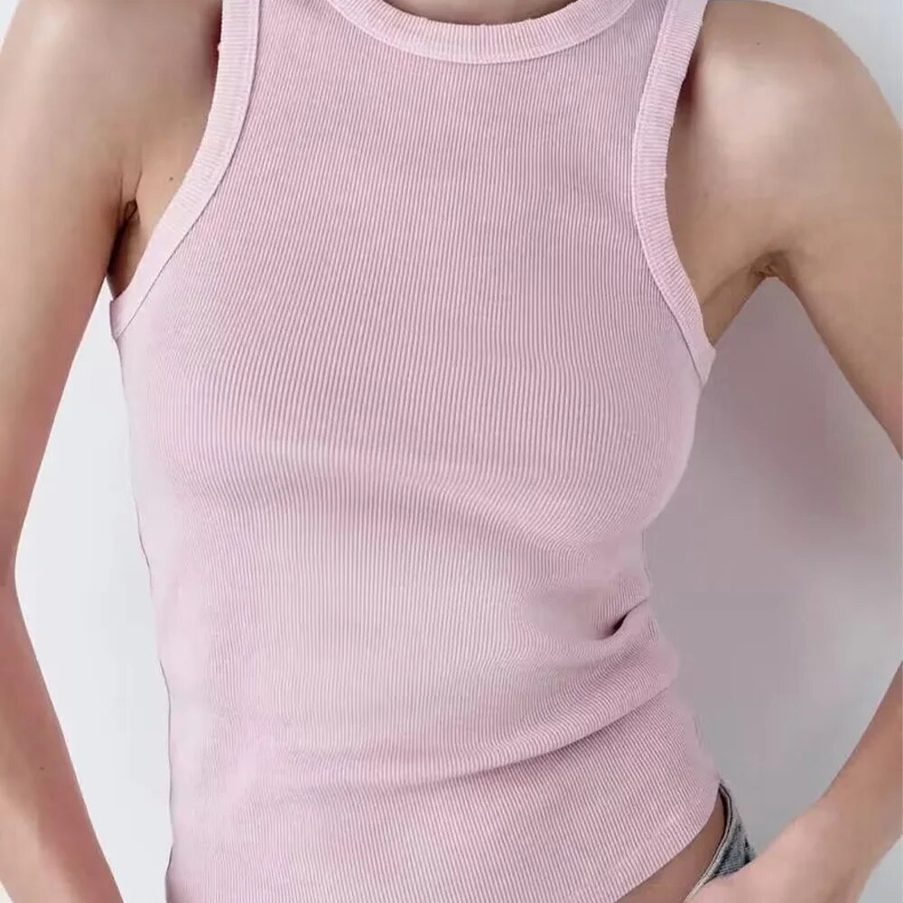 BMURHMZA moda nova água lavagem Rib simples retro Workwear regata das mulheres