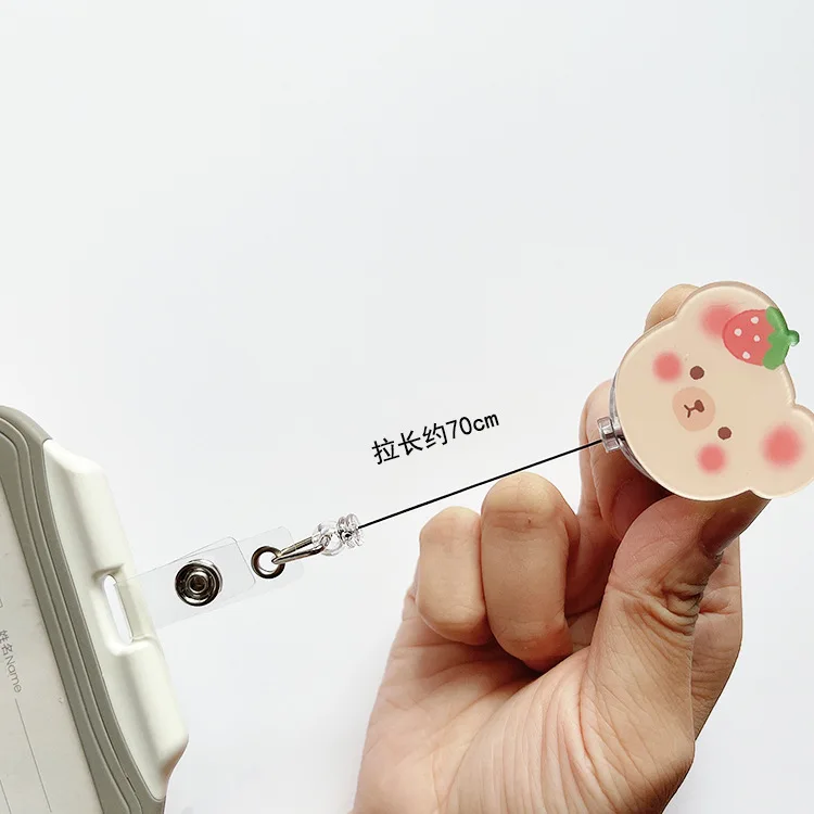 ใหม่น่ารักอะคริลิคหมีพยาบาลพยาบาลโรงพยาบาล Badge Reel Retractable ID Badge Holder 360หมุนคลิปจระเข้ชื่อผู้ถือ