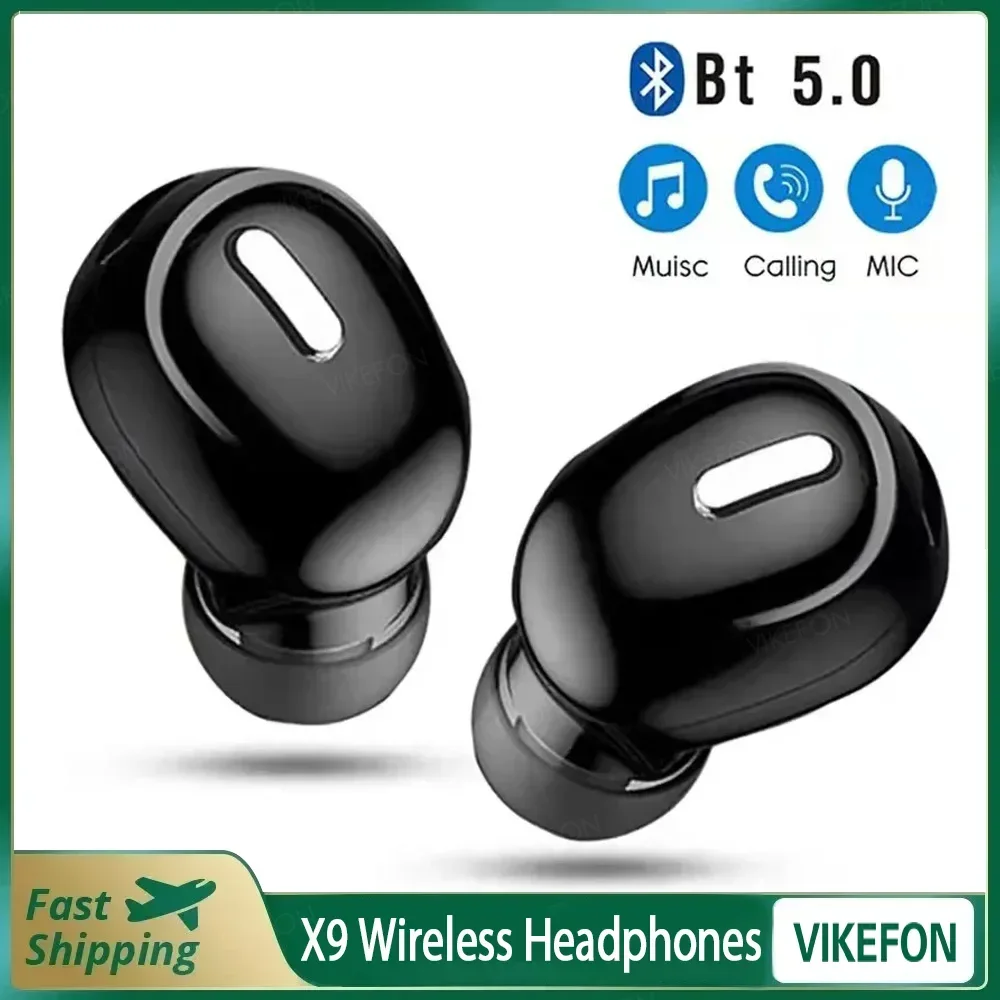 Auricolare wireless X9 compatibile Bluetooth 5.0 con microfono Auricolare sportivo in-ear singolo per cuffie audio stereo Xiaomi Huawei