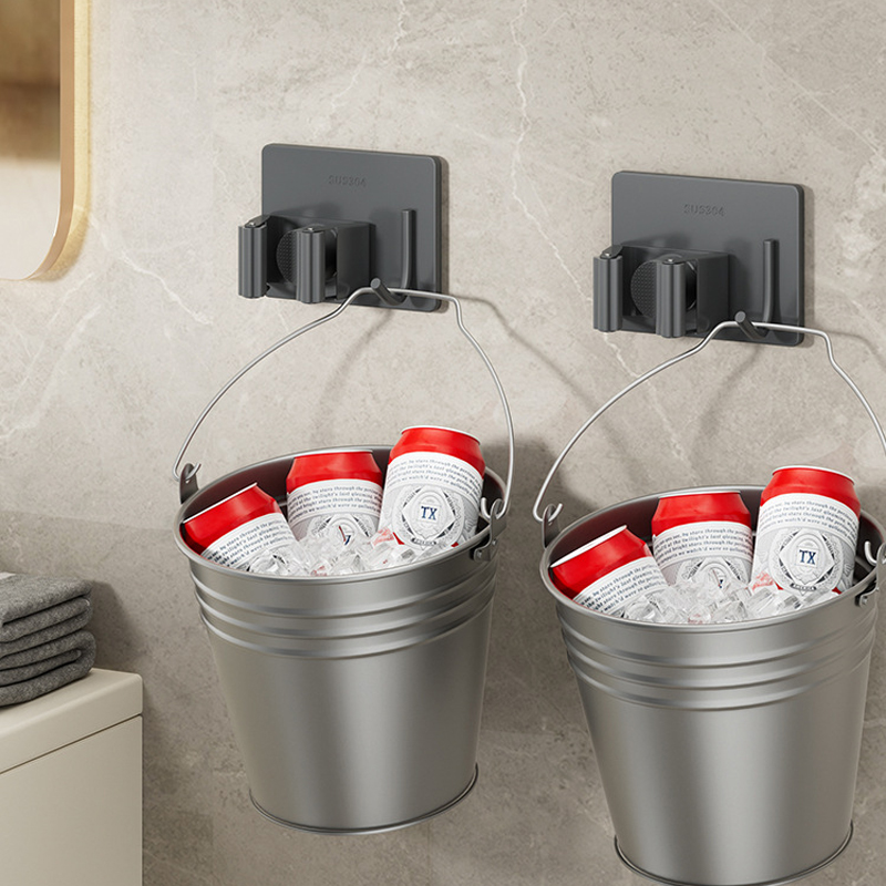 1-3PCS Edelstahl Haushalt Lagerung Rack Badezimmer Nagel-freies Haken Wand-montiert Mopp Lagerung Rack wasserdichte Besen Rack