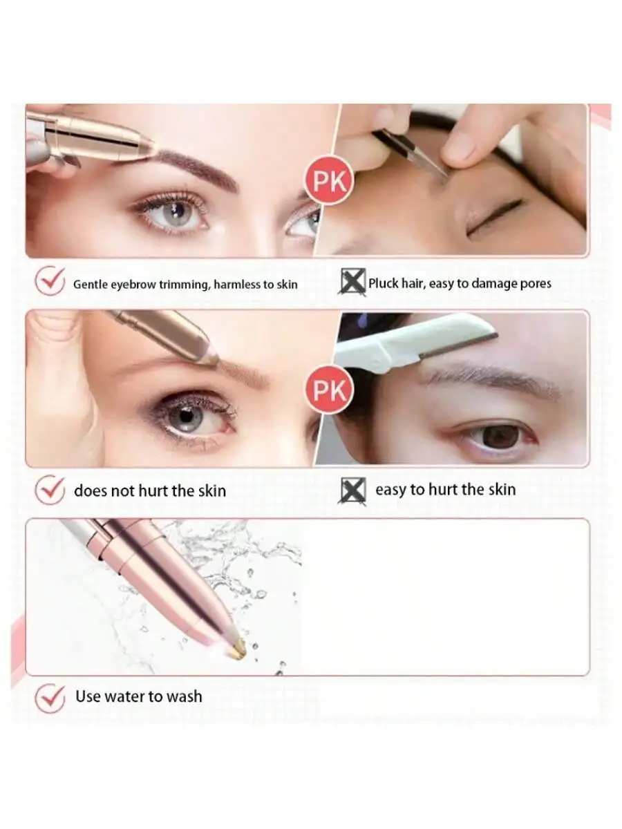 Recortador de cejas eléctrico para mujer, utensilio de afeitar instantáneo y para cejas, herramienta de depilación Facial, recargable por USB, 1 ud.