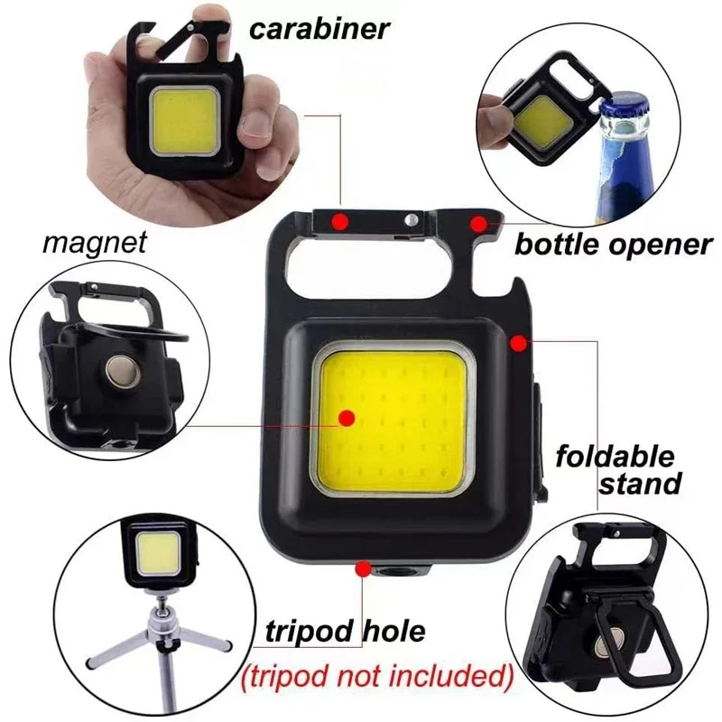MINI LED ไฟฉาย USB ชาร์จพวงกุญแจ Corkscrew ทํางานแม่เหล็กพ็อกเก็ตขนาดเล็กสําหรับตกปลาตั้งแคมป์กลางแจ้ง