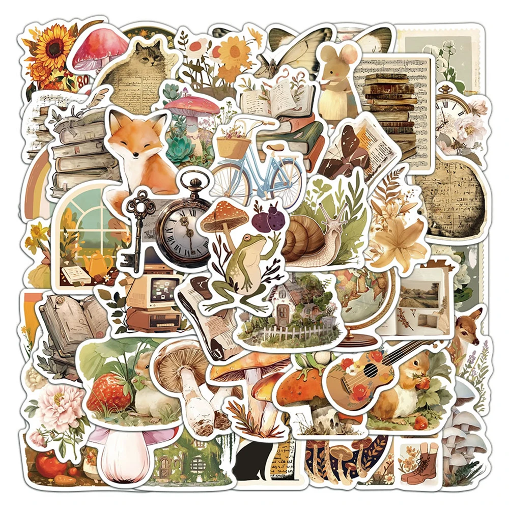 10/30/50pcs Fiaba Libro di Animali Illustrazioni Fiabe Adesivi Estetica Retro Decorazione Del Fumetto Decalcomanie Giocattoli Regali
