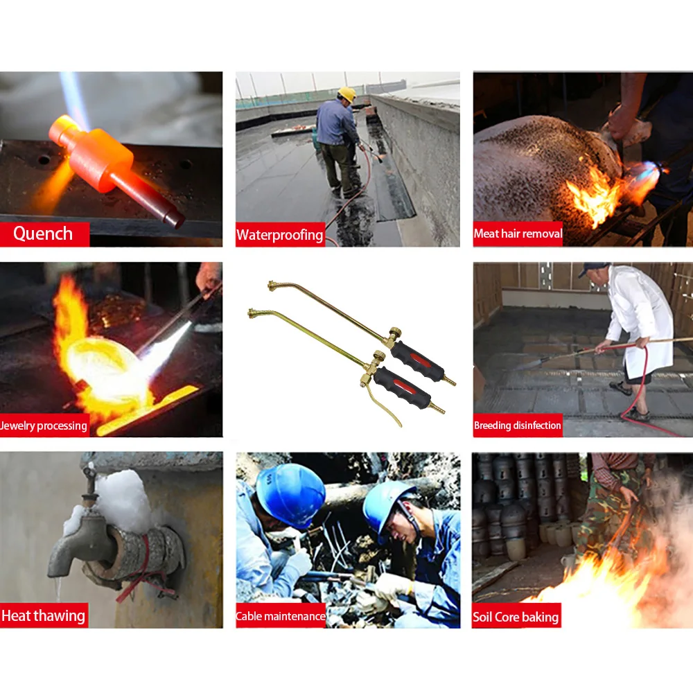 LPG Flamethrower Liquefied Gas Torch Welding Torch Household Burning Pig Hair Heat Thawing Baking BBQ Torch Flame Gun With Hose
