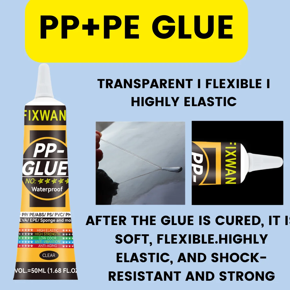 Pegamento especial de plástico PP polipropileno/poletileno PE PPT/policarbonato de PC/TPE/TPU/acrílico/ABS sin tratamiento 50ML