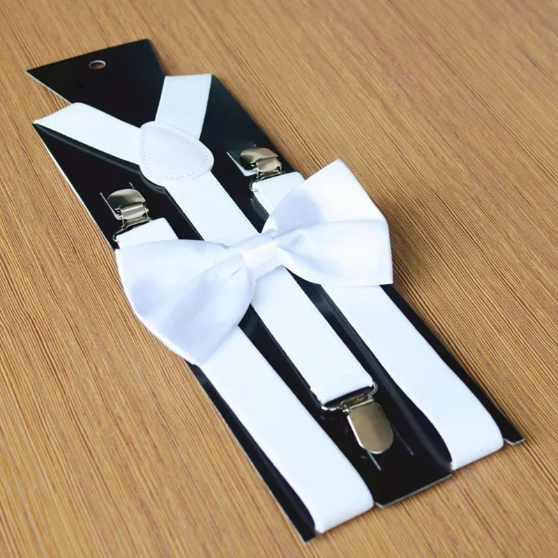 Tirantes elásticos ajustables a juego para hombre, conjuntos de tirantes y pajarita, disfraz elegante, accesorios formales de moda sólida para hombre