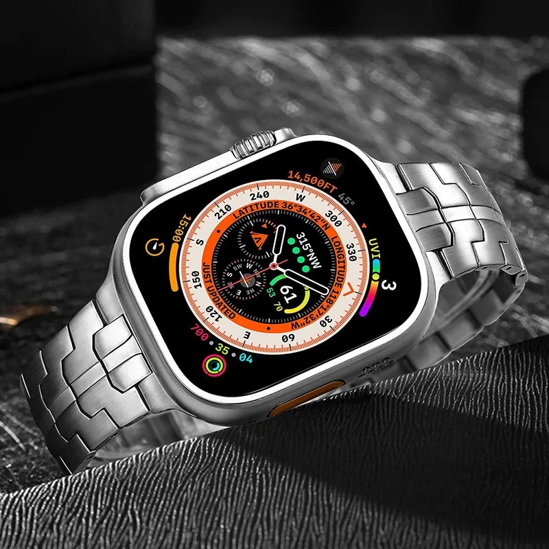 Ultra 2 Titanium Color Strap For Apple Watch 49mm 45mm 44mm 42mm 46mm 40 41mm Luxury Stainless Steel Band For iWatch 10 9 8 7 SE