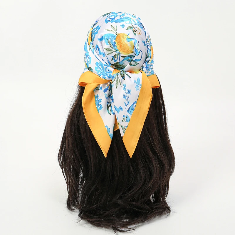 Luxe Dier Zijde Satijn Hoofd Sjaal Voor Vrouwen Plaid Print Hoofddoek Hals Sjaals 70Cm Vierkante Sjaals En Wrpas Sjaals voor Dames