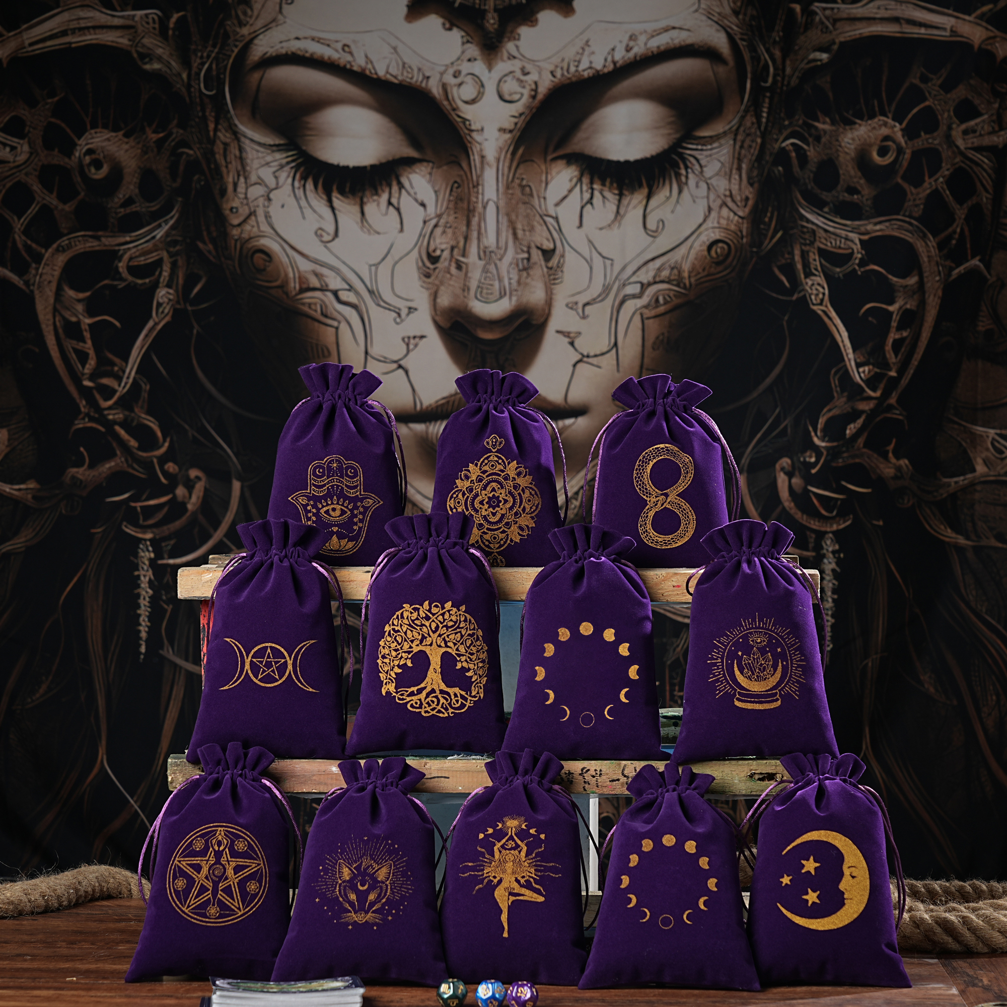 1 PC 14x22 ซม.ขนาดใหญ่กํามะหยี่ Moon Phase TAROT การ์ดกระเป๋าเครื่องประดับกระเป๋าเดินทางเครื่องสําอางค์ของขวัญกระเป๋ากระเป๋าเหรียญลูกเต๋ากระเป๋า